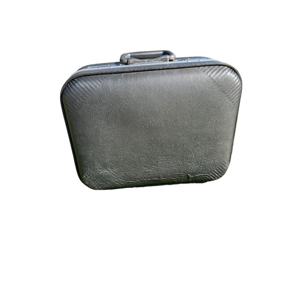 Vintage Hard Shell Nesting Suitcases Gray with Blue Set of 2 - Picture 9 of 12